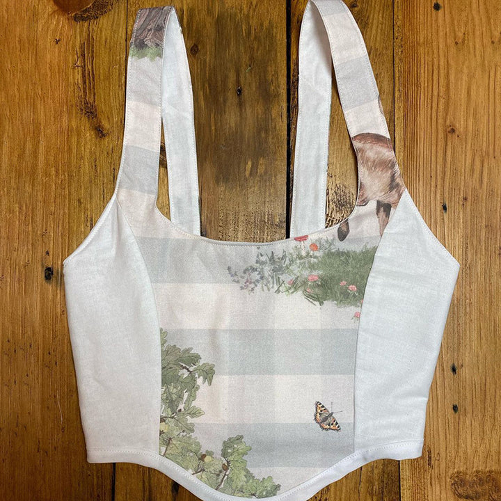 Damen Crop Top mit kunstvollem Flora-Design und verstellbaren Trägern Echo Archiv