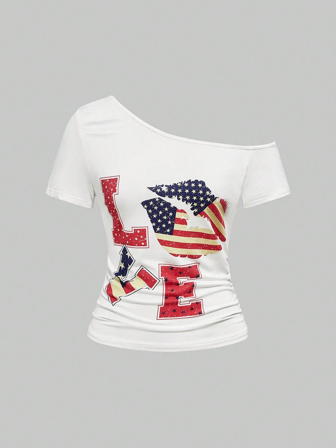 Damen Modisches Shirt mit großzügigem Ausschnitt und einzigartigem Grafikdesign Echo Archiv