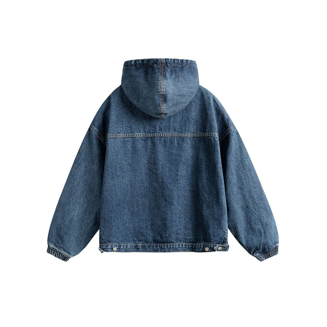Unisex Oversize Denim Hoodie mit Halbreißverschluss, Kängurutasche und Tunnelzug Echoarchiv