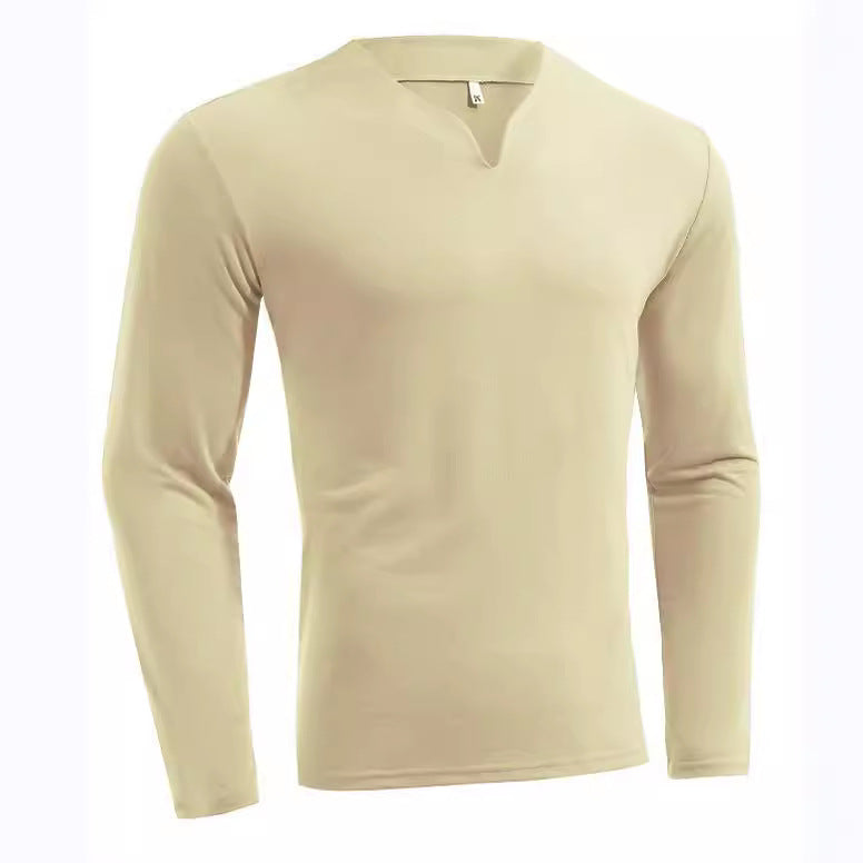 Herren nan Langarmshirt mit V-Ausschnitt Slim Fit Baumwollmix und elastischem Komfortbund Echo Archiv