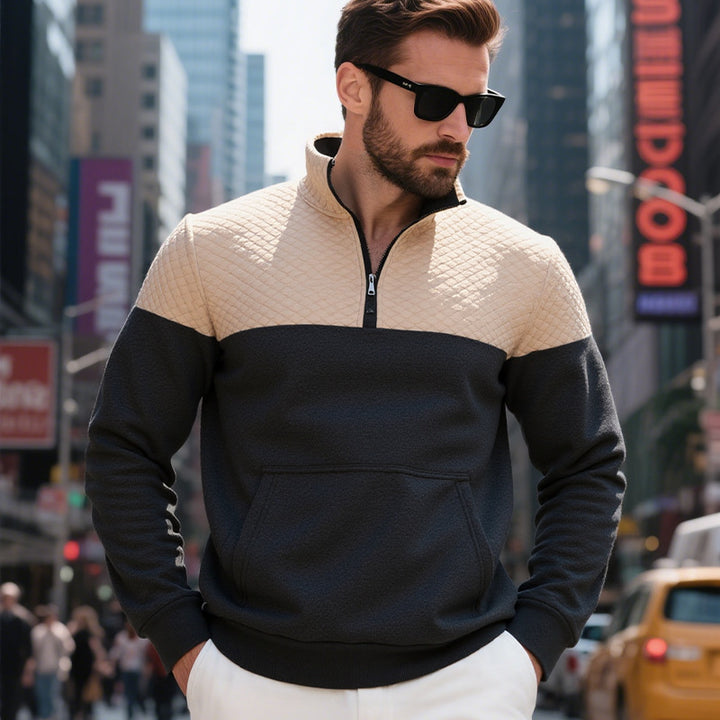 Herren stylischer Fleece-Pullover mit hochschließendem Kragen Echoarchiv