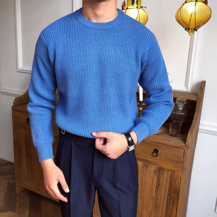 Herren Grobstrickpullover mit Rundhalsausschnitt – Norvane