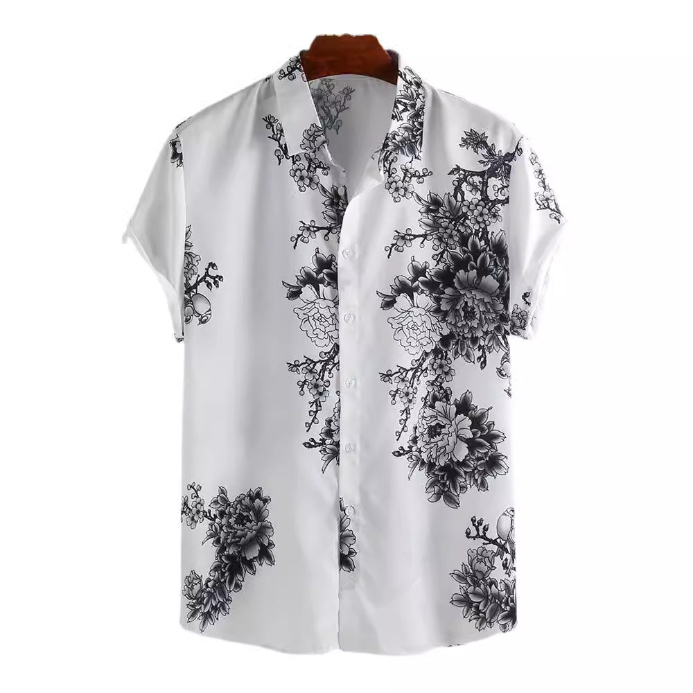 Herren Kurzarmhemd mit elegantem floralem Druck und hochwertigem Material Echoarchiv