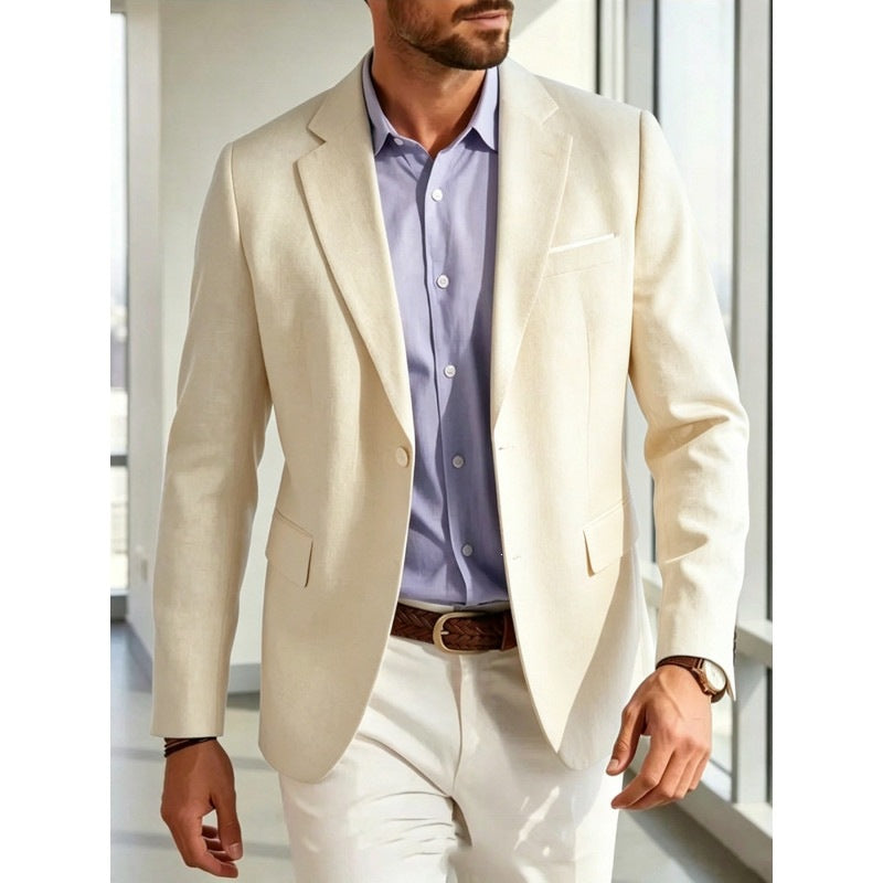 Herren Sommerliches Leinen-Blazer-Sakko mit atmungsaktivem Gewebe und taillierter Passform Echo Archiv
