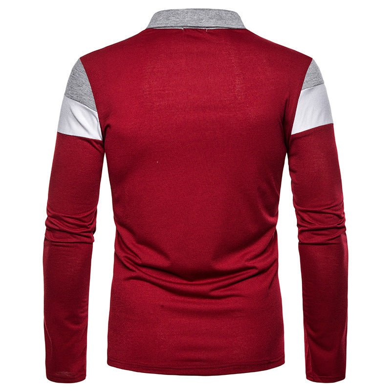 Herren langärmeliges Polohemd mit sportlichem Farbblockdesign Echoarchiv