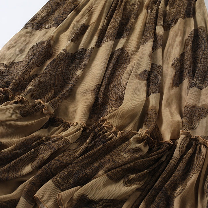 Damen Maxirock aus Chiffon mit Plissée, Elastischem Bund und Volantsaum Echo Archiv