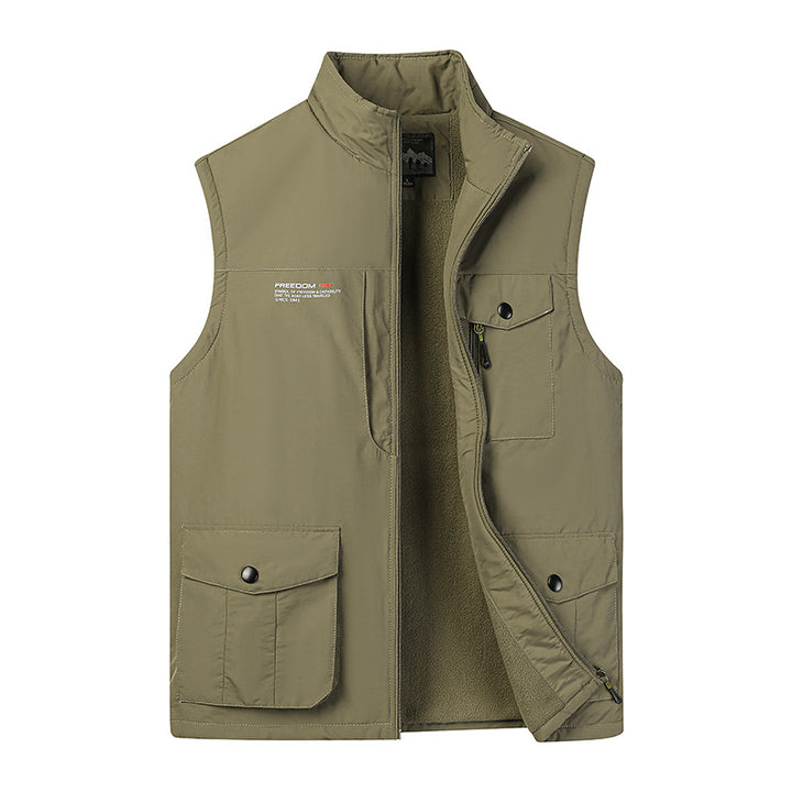 Herren Leichte Fleece-gefütterte Outdoor-Weste mit Mehrfachtaschen und Stehkragen – Marzano
