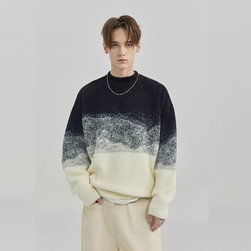 Herren Modischer Grobstrickpullover mit Farbverlauf Echoarchiv