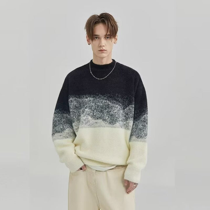 Herren Modischer Grobstrickpullover mit Farbverlauf Echoarchiv
