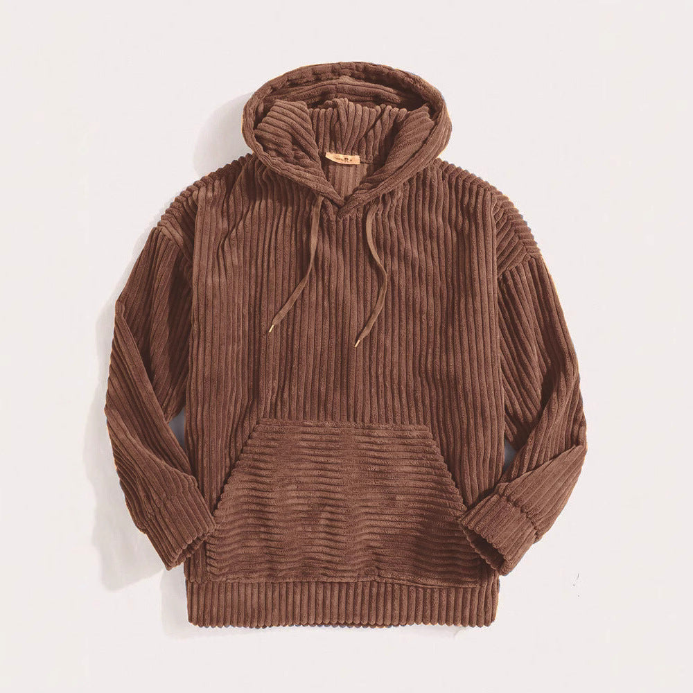 Unisex nan gerippter Samt-Hoodie mit Kapuze und Kängurutasche Echo Archiv