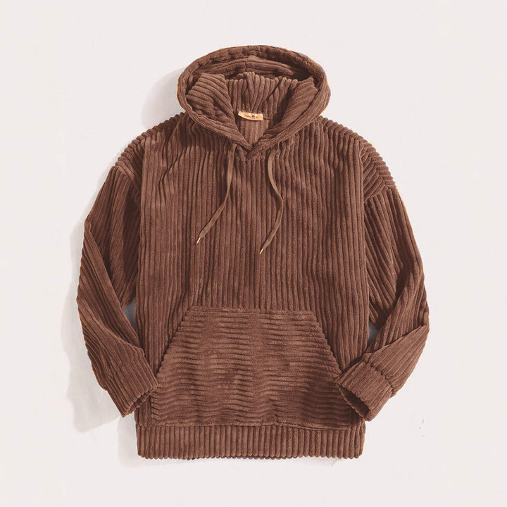 Unisex nan gerippter Samt-Hoodie mit Kapuze und Kängurutasche Echo Archiv