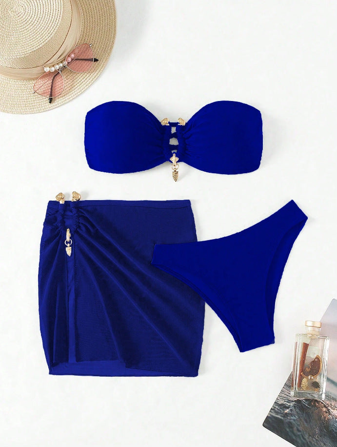 Damen Bandeau-Bikini-Set mit eleganter Rock-Overlay Echo Archiv