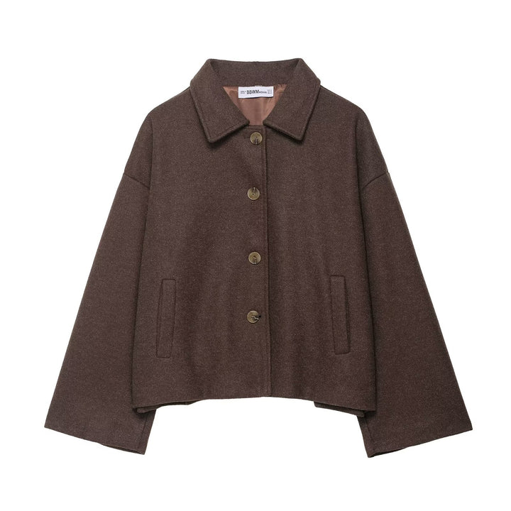 Damen nan kurze kastige Wolljacke mit Hemdkragen, durchgehender Knopfleiste und eingesetzten Eingrifftaschen Echo Archiv