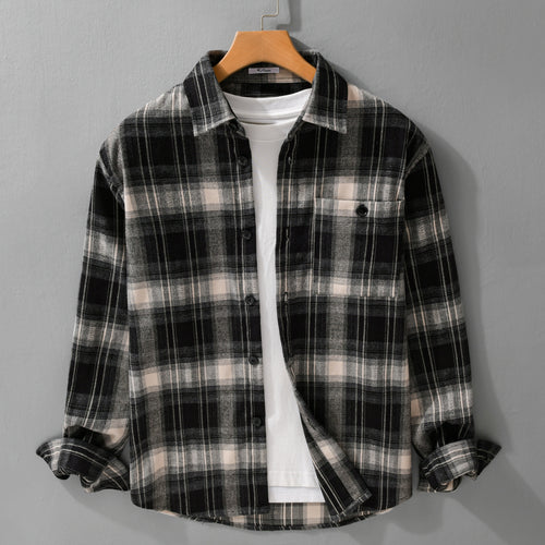 Herren Kariertes Flanell‑Hemdjacke im Overshirt‑Stil mit weich gebürsteter Oberfläche Echoarchiv