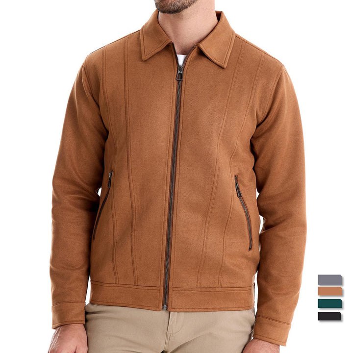 Herren Kunstlederjacke mit strukturiertem Design und seitlichen Reißverschlusstaschen Echoarchiv