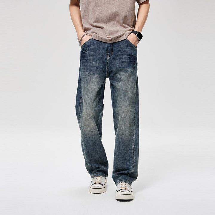Herren Baggy-Denimhose mit hoher Bundhöhe, softem Stretch & Vintage-Finish Echoarchiv