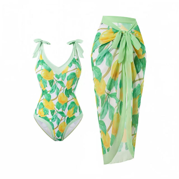 Damen Badeanzug und Strandrock mit Lemon-Design Echo Archiv
