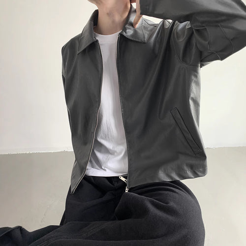 Herren lässige Kunstlederjacke mit klassischem Kragen Echoarchiv
