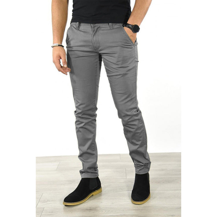 Herren elegante Chinohose mit schmalem Schnitt und elastischem Bund Echoarchiv