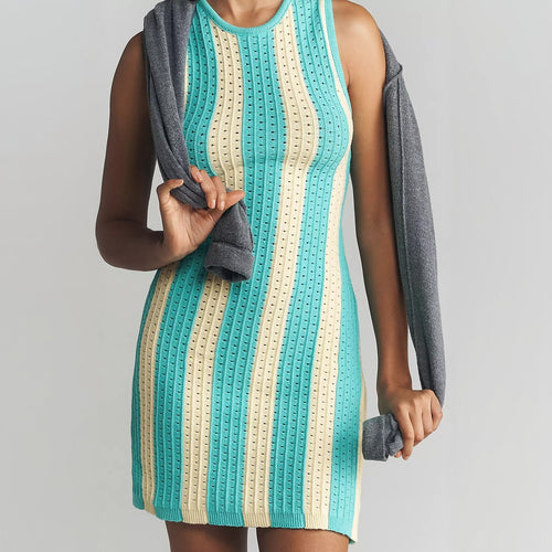 Damen figurbetontes Strickkleid mit einzigartigem Muster Echo Archiv