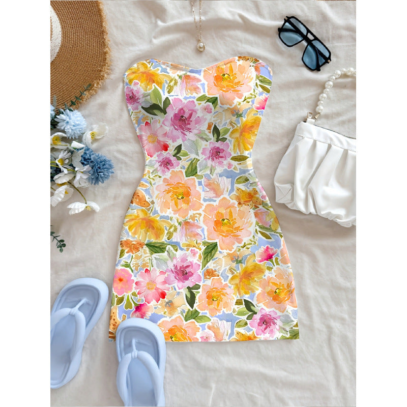 Damen Sommerliches Maxikleid mit floralem Motiv und figurbetonter Silhouette Echo Archiv