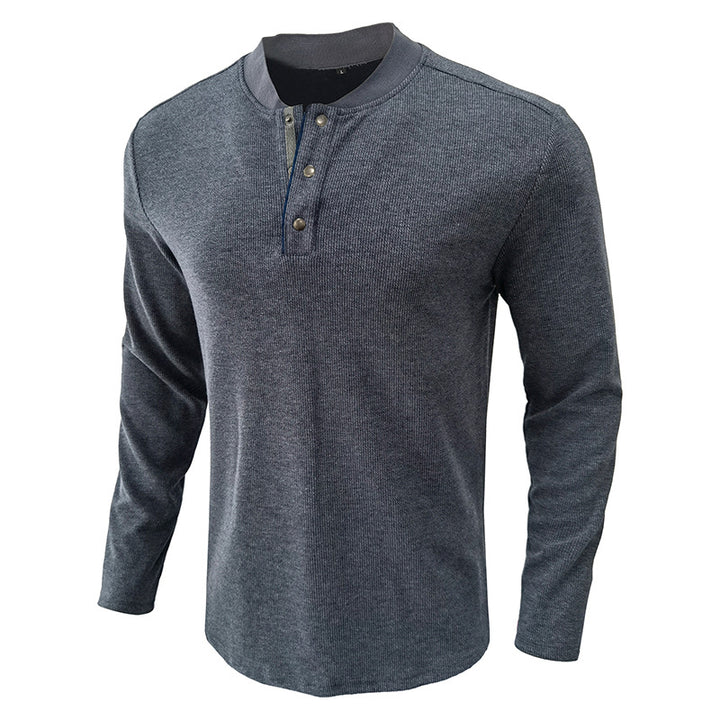 Herren Langarmshirt mit Knopfleiste und strukturiertem Design Echoarchiv