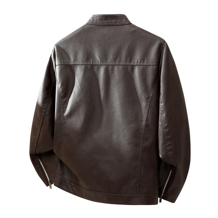 Herren Schlichte Kunstleder-Cityjacke mit Stehkragen, Zweiwege-Reißverschluss & Eingrifftaschen Echoarchiv