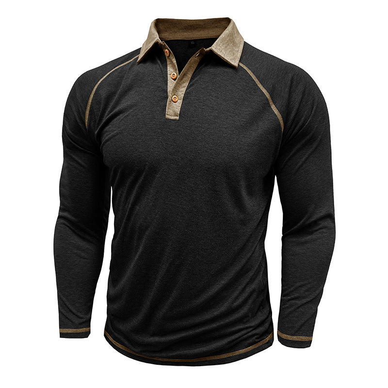 Herren Sportliches Langarm Polohemd mit strukturierter Kragenpartie und modischem Knopfdesign Echoarchiv