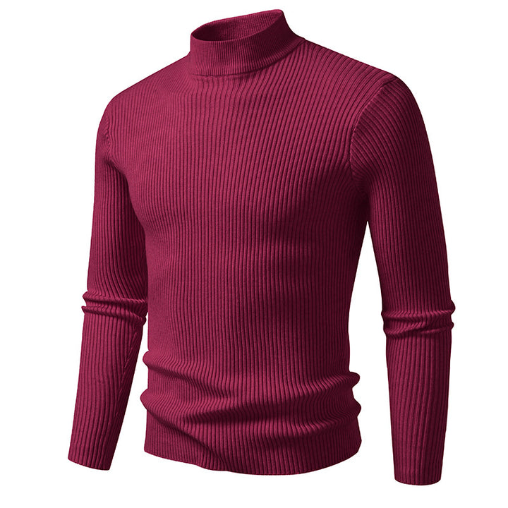 Herren Rippstrick-Mockneck-Pullover schmaler Schnitt thermischer Feinstrick Echo Archiv