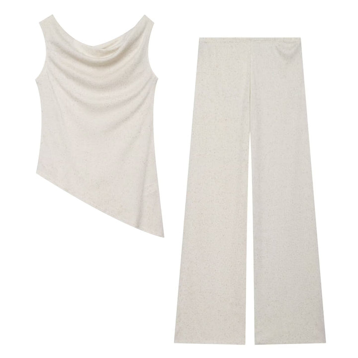 Damen Weite Strickhose mit hoher Taille und ausgestelltem Bein Echo Archiv