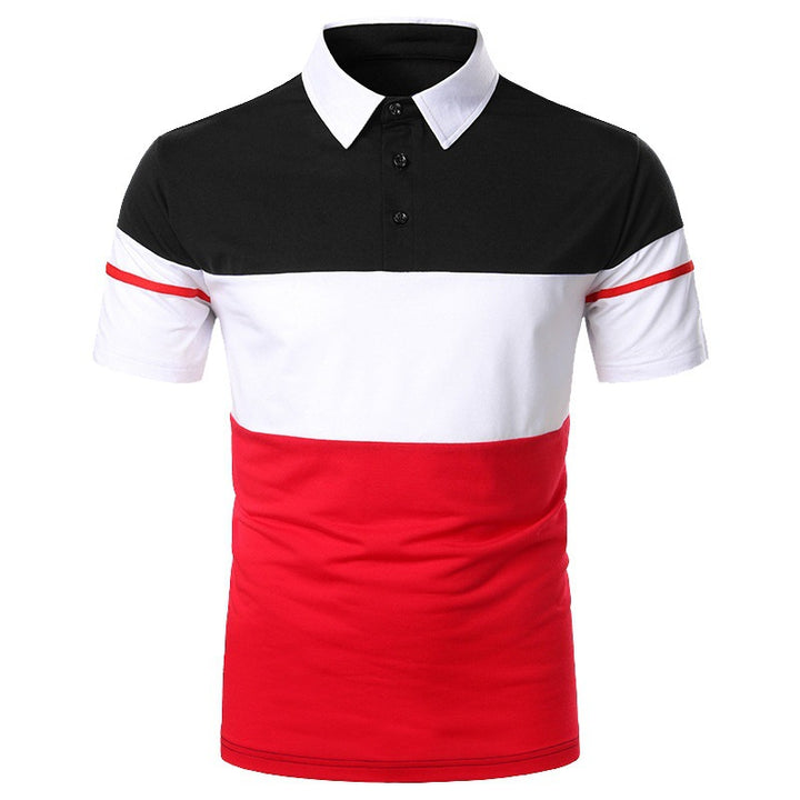 Herren Poloshirt mit kontrastierenden Blockstreifen und modernem Schnitt Echoarchiv