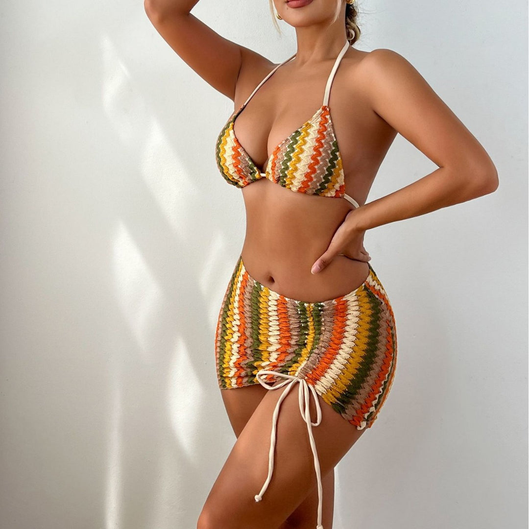 Damen Bunt gestreiftes Bikini-Set Echo Archiv