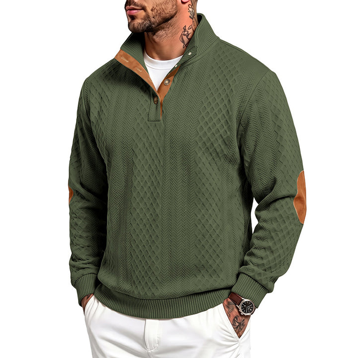 Herren Feinstrukturierter Troyer-Pullover mit Kragenbesatz und Ellbogen-Patches – Norvane