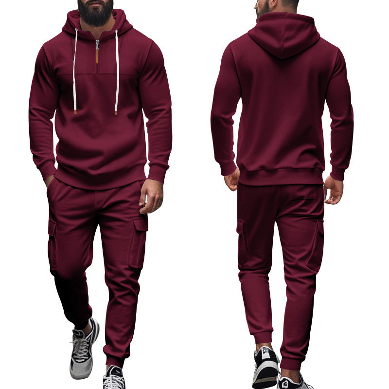 Herren nan Cargo-Jogginganzug mit Halbzip-Kapuzenpullover und tapered Cargohose Echo Archiv