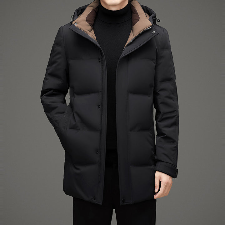 Herren Wattierte Kapuzen-Steppjacke mit verlängertem Schnitt und winddichter Membran Echo Archiv