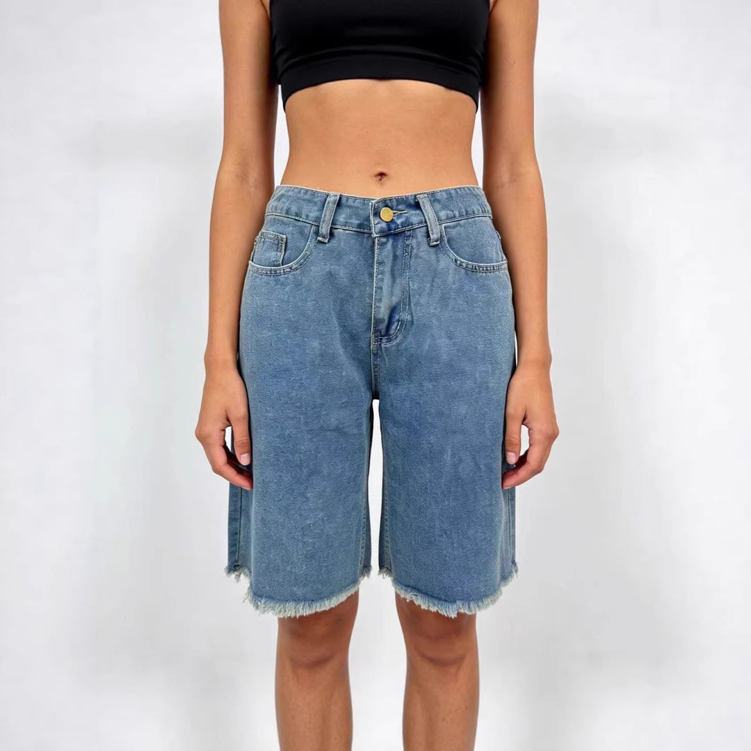 Damen lässige Denim-Shorts mit ausgefransten Säumen und hoher Taille Echo Archiv