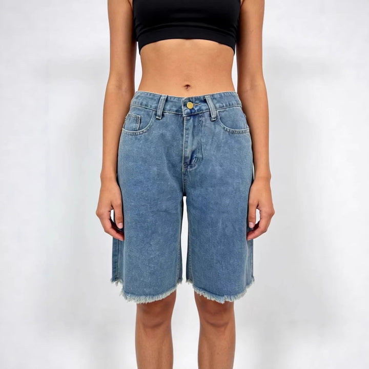 Damen lässige Denim-Shorts mit ausgefransten Säumen und hoher Taille Echo Archiv