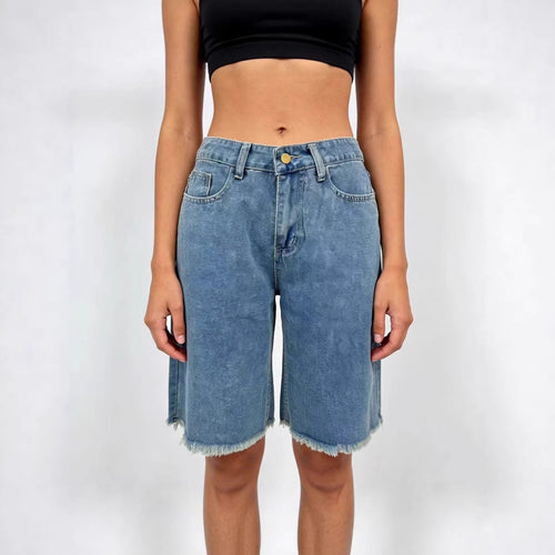 Damen lässige Denim-Shorts mit ausgefransten Säumen und hoher Taille Echo Archiv