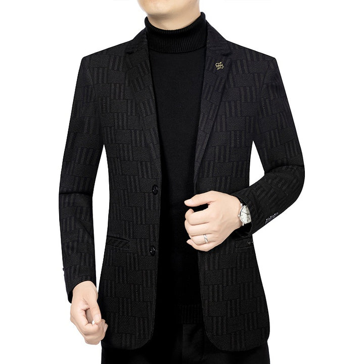 Herren Modernes Einreihiges City-Blazer mit aufgesetzten Taschen und leichter Halbfütterung – Tianoro