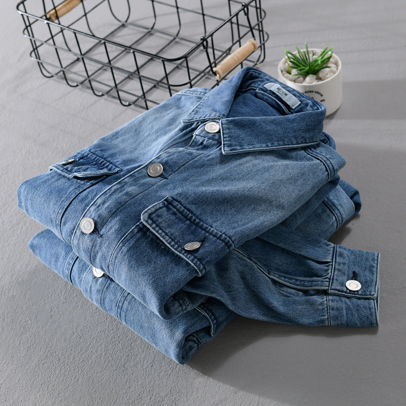 Herren Denim-Utility-Hemdjacke mit Brusttaschen und legerer Passform Echoarchiv