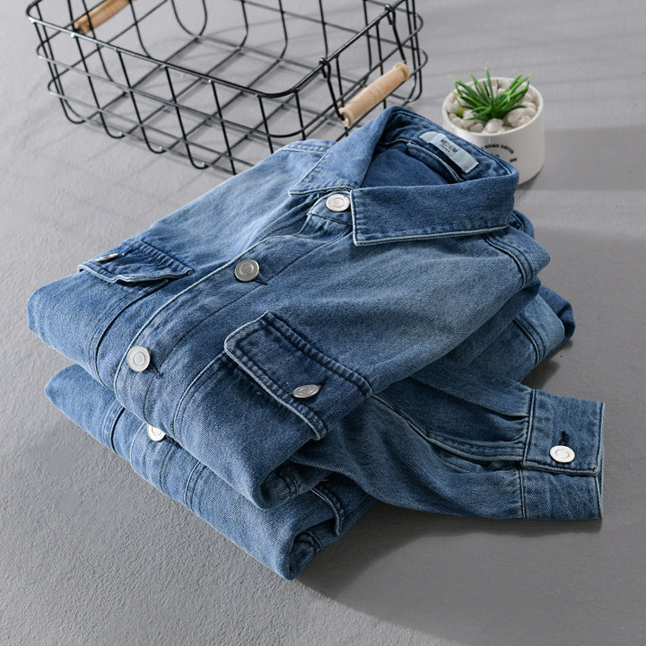 Herren Denim-Utility-Hemdjacke mit Brusttaschen und legerer Passform Echoarchiv