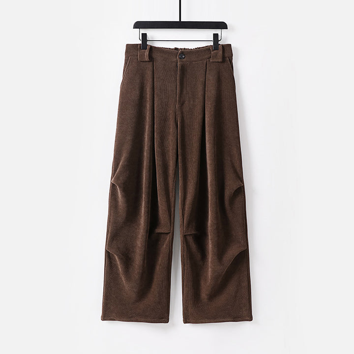 Damen Weite Cordhose mit hoher Taille, Bundfalten und Eingrifftaschen Echoarchiv