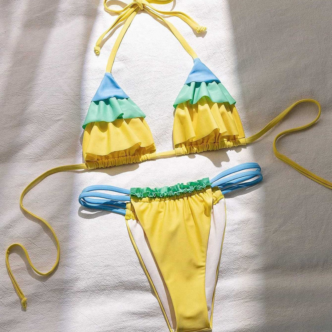 Damen Rüschen Bikini-Set mit verstellbaren Trägern Echo Archiv