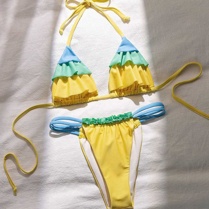 Damen Rüschen Bikini-Set mit verstellbaren Trägern Echo Archiv