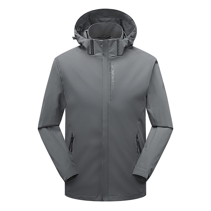 Herren Leichte technische Regenjacke mit Kapuze und dezenter Camouflage‑Textur – Taviero