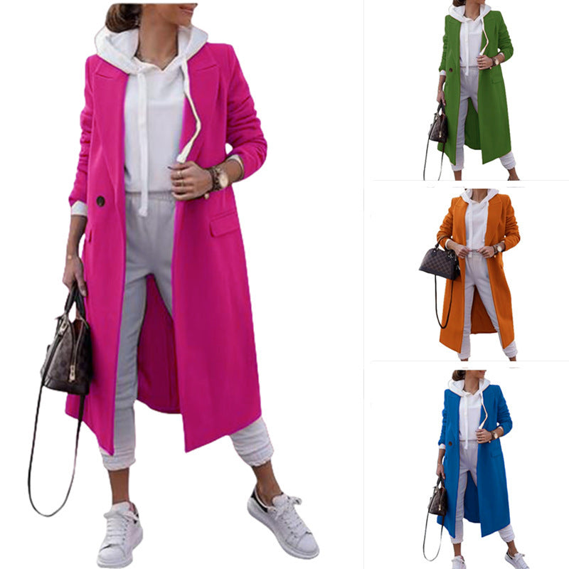 Damen modischer Oversize-Mantel mit elegantem Revers und praktischen Taschen – Célinea