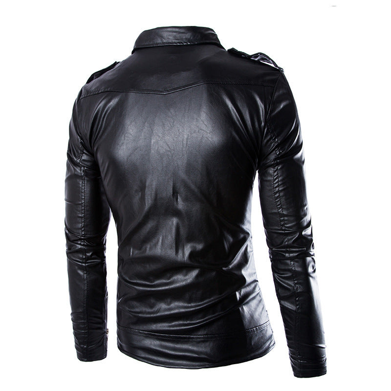 Herren Bikerlederjacke mit asymmetrischem Reißverschluss und praktischen Taschen Echoarchiv