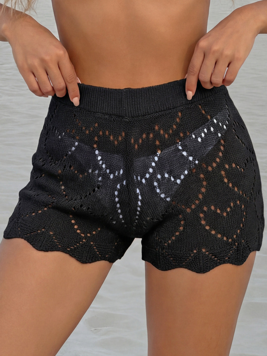 Damen luftige Häkelshorts mit Herzen Echo Archiv