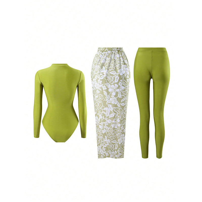 Damen Schwimmanzug mit elegantem Reißverschluss und floralem Überwurf Echo Archiv