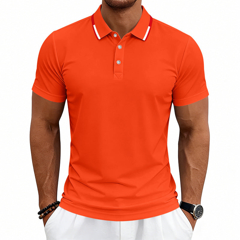 Herren nan tailliertes Kurzarm-Poloshirt mit Kontrastkragen aus atmungsaktivem Piqué Echo Archiv